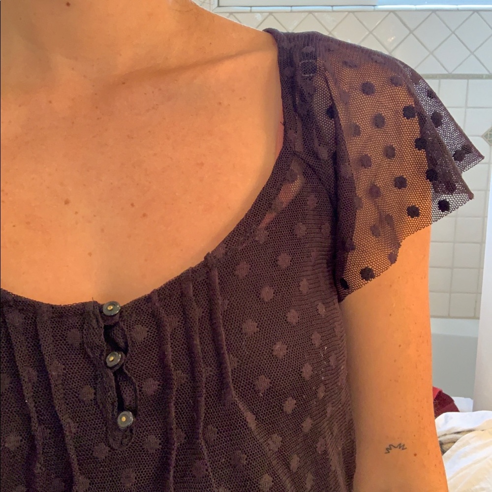 Zara Trafaluc black dress, polka dot mesh overlay